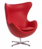 Kožené červené otočné křeslo ušák Egg s houpací funkcí do obýváku