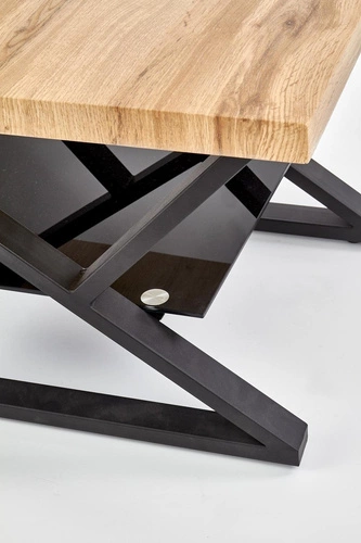 Konferenční stolek Venom Cristal S dubový čtvercový s policí moderní loftový do obýváku 60x60