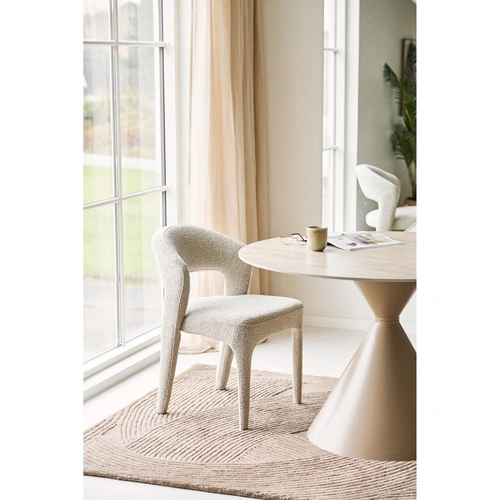 Kulatý jídelní stůl Annecy 120 cm moderní pískový travertin