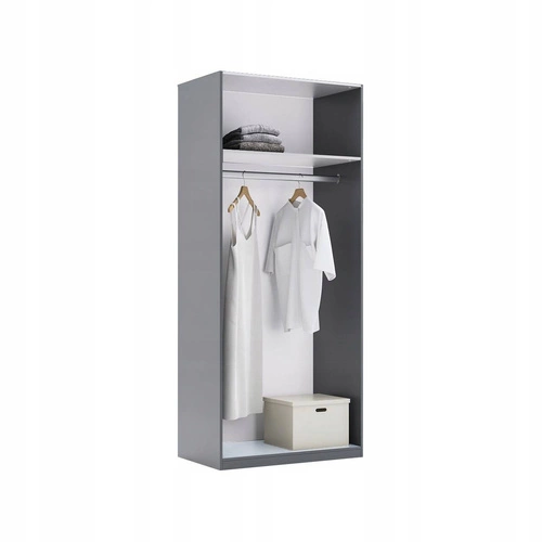 Moderní dvoudveřová šatní skříň Otto antracitová s policemi a tyčí do ložnice 90 cm
