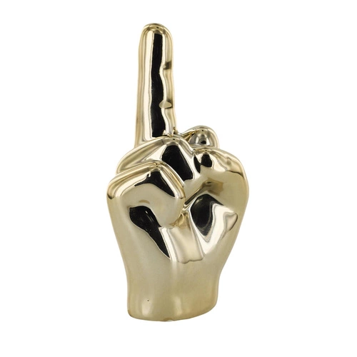 Dekorační figurka zlatá keramická ruka Intesi 10,5 cm moderní do obýváku nebo kanceláře