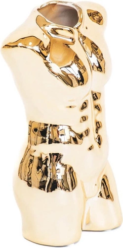 Dekorativní zlatá keramická váza pánský torzo HV decor moderní do obýváku 24 cm