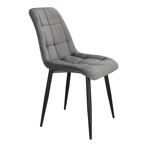 Jídelní židle Plaid Intesi čalouněná sametem šedá prošívaná glamour černé nohy