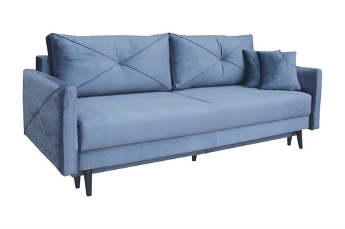 Rozkládací pohovka Saxo pro 2 osoby, moderní, tmavě modrá, s úložným prostorem do obýváku