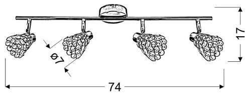 Moderní stropní svítidlo Glossy chromová lišta 4x nastavitelná do obýváku