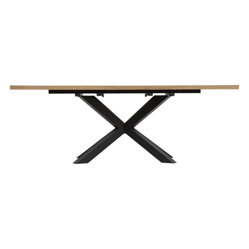 Rozkládací jídelní stůl Olaf Atmosphera 180–220x90 cm moderní přírodní deska černé nohy