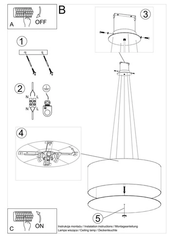 Moderní lustr OTTO 70 černý stropní svítidlo do obýváku a jídelny 6 světel
