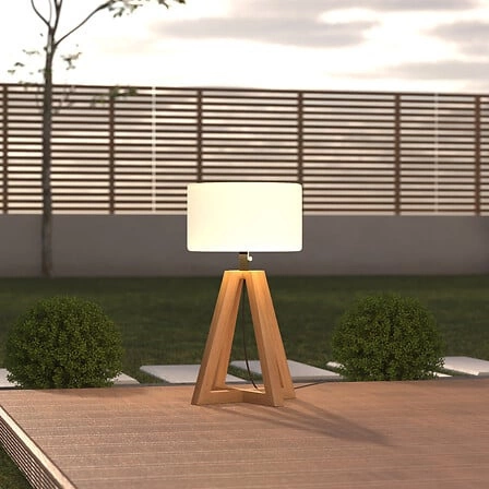 Noční lampička do ložnice Matia Atmosphera moderní dřevěná bílá se stínidlem 58 cm