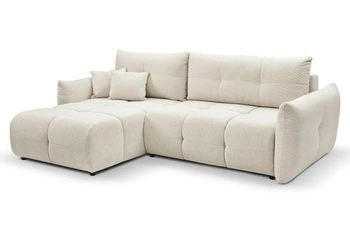 Rohová rozkládací sedačka Bode levá béžová moderní do obýváku s úložným prostorem