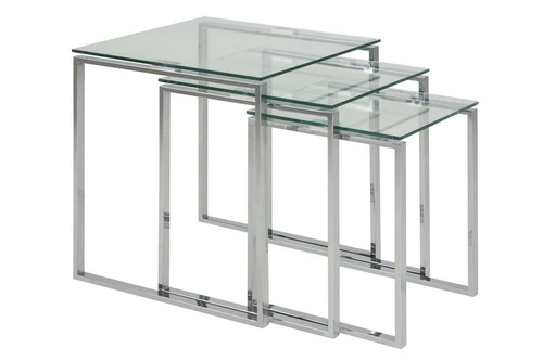 Sada skleněných konferenčních stolků Katrine čtvercový chrom moderní do obýváku Actona
