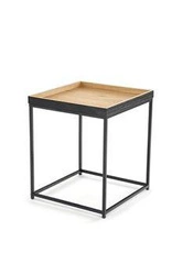 Konferenční stolek Vaya loftový dub přírodní černý kov do obýváku 42x42 cm