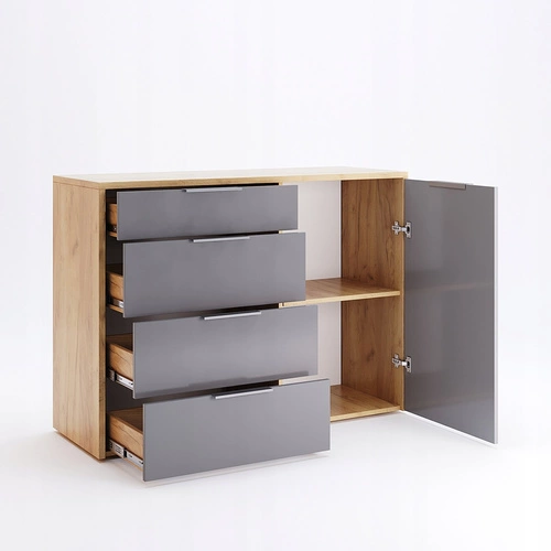 Komoda se zásuvkami Lana 120 cm dub craft šedý moderní do obýváku Intesi