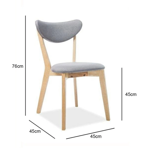 Jídelní židle Brenda Intesi dubová čalouněná šedá skandinávská s opěrkou