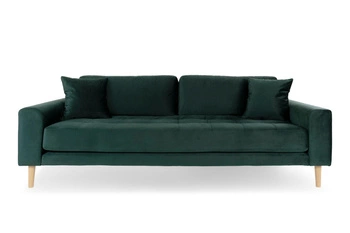 Sedačka Lido 3místná skandinávská lahvově zelená sametová s područkami do obýváku Intesi