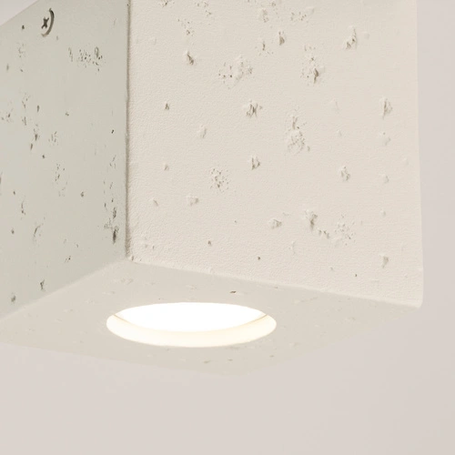 Betonové čtvercové stropní svítidlo QUAD béžové industriální do kuchyně a obýváku SOLLUX