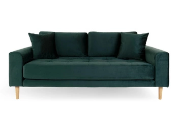 Třímístná sametová pohovka Lido Intesi lahvově zelená skandinávský styl do obýváku s područkami