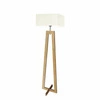 Podlahová lampa Jawa stínidlo ecru stojan dub