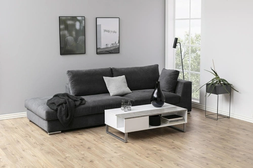 Obdélníkový konferenční stolek Azalea skleněno-dřevěný s policemi a úložným prostorem do obývacího pokoje