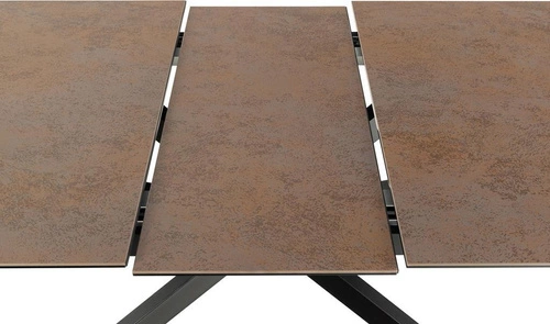 Rozkládací jídelní stůl Irwine Actona 168-210x90 cm keramická deska hnědá černé nohy industriální