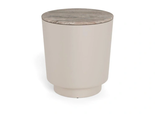 Konferenční stolek Cangas kulatý 45 cm šedý mramor moderní do obýváku