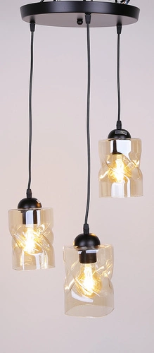 Felis závěsná lampa deska černá 3x60W E27 jantarové stínidlo