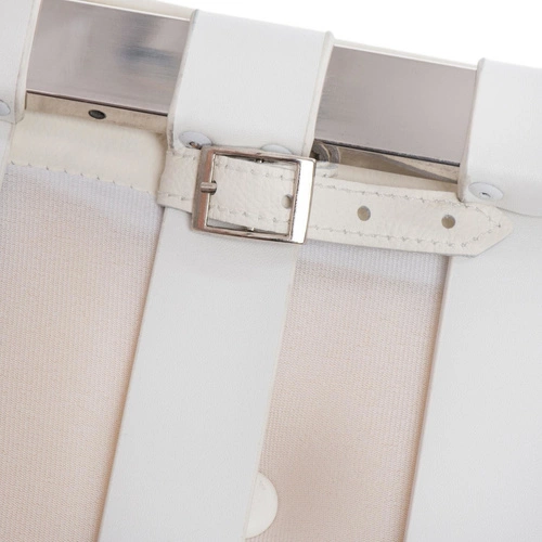 Kožený taburet BA1 Premium inspirovaný Barcelona bílý moderní do obýváku D2.DESIGN