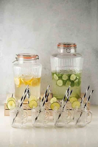 Skleněný nápojový dávkovač s kohoutkem 5l Vintage KILNER na limonádu a zahradní párty