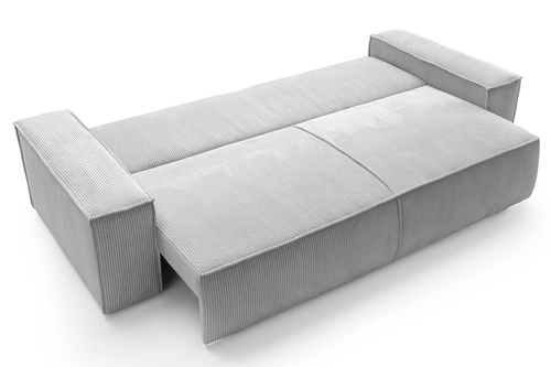 Rozkládací pohovka Molde šedý manšestr s úložným prostorem skandinávský styl do obýváku