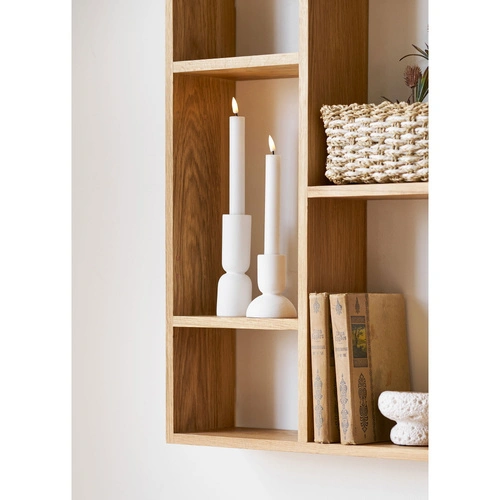 House Nordic sada 2 bílých vápencových dekorativních svícnů do obýváku