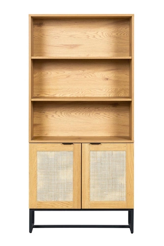 Ratanová knihovna Capri boho se skříňkami a policemi do obýváku a ložnice