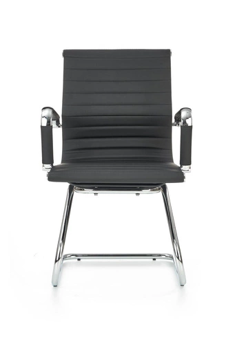 Kancelářská židle Skid Intesi černá čalouněná ekokůže moderní s područkami na lyžinách