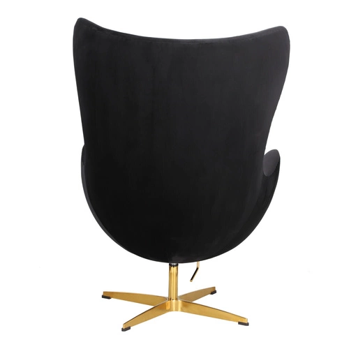 Otočné křeslo Egg černý samet moderní glamour do obýváku a kanceláře zlatá podstava