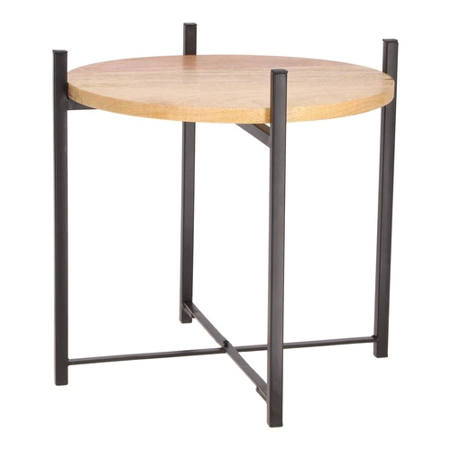 Kulatý konferenční stolek Ragna 42 cm loftový dřevěný s kovovou podstavou do obýváku Intesi