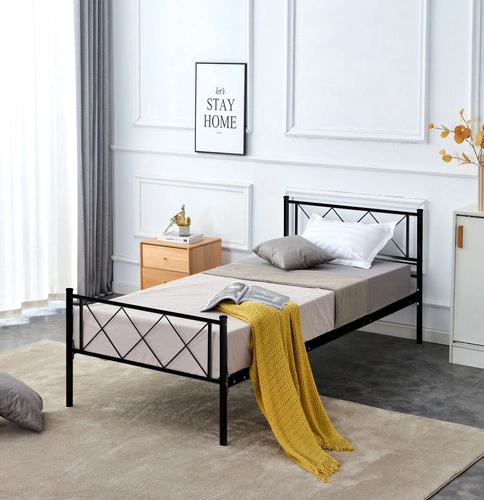Kovová postel Muriel černá 90x200 moderní do ložnice nebo studentského pokoje