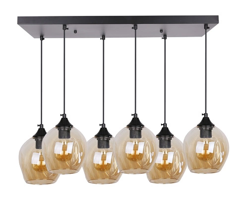 Závěsná lampa Aspa černá 6x40W E27 stínidlo hnědé barvy