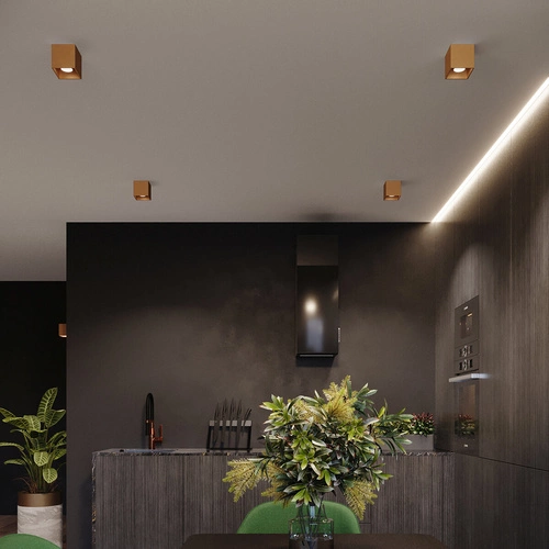 Nástěnné svítidlo QUAD 1 zlaté moderní kovové do obýváku a ložnice svítí nahoru dolů SOLLUX