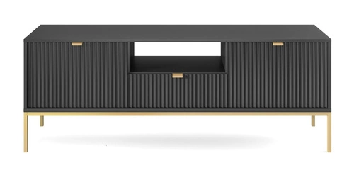 TV skříňka Lahodné rýhované černo-zlaté nohy