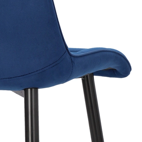 Jídelní židle Plaid Intesi čalouněná sametem tmavě modrá moderní černé nohy