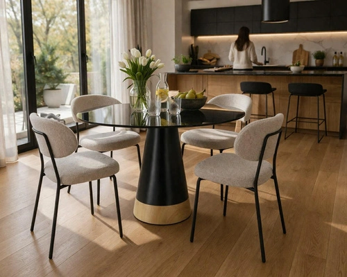 Kulatý jídelní stůl Soleilo Duo černý moderní 80 cm