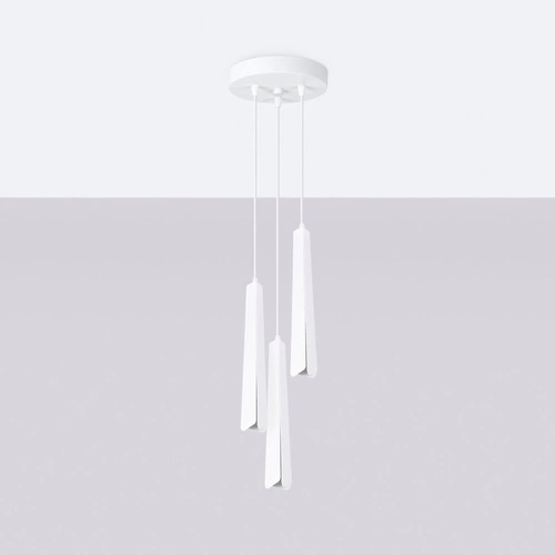 Závěsné svítidlo PRYSM 3P bílé skandinávský styl 3 světla do obýváku a nad kuchyňský ostrůvek
