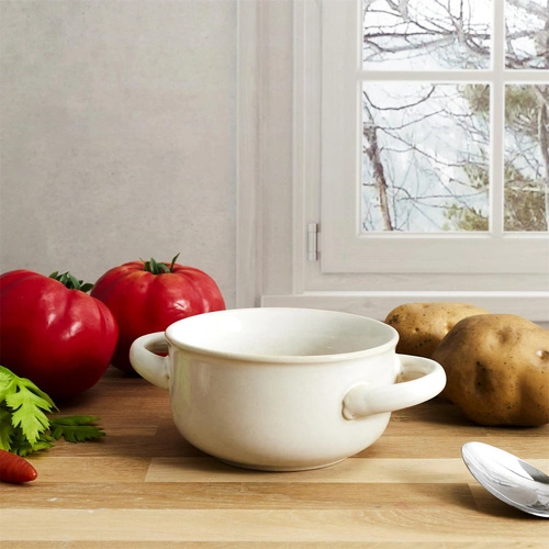 Bulionová miska Temps Intesi bílá 600ml keramická miska na polévku s oušky do jídelny