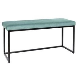 Čalouněná lavice Donore modrá glamour do předsíně sametová na černých nohách