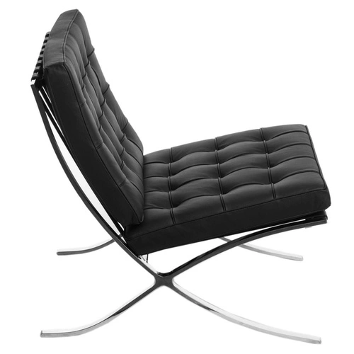 Odpočinkové křeslo BA1 inspirované Barcelona černá ekokůže moderní do obýváku glamour