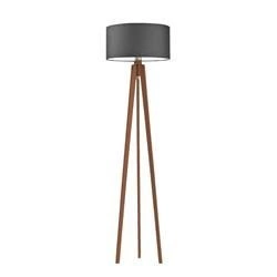 Stojací lampa do obýváku Miami glamour dřevěný trojnoh grafitové stínidlo na míru Lysne