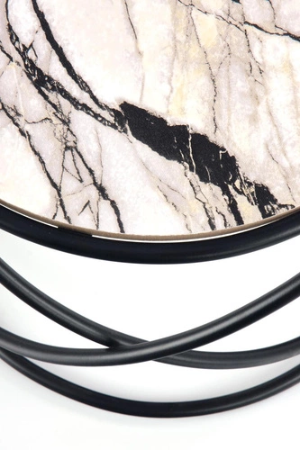 Sada 2 kulatých konferenčních stolků Chaletz bílý mramor moderní do obýváku 2v1