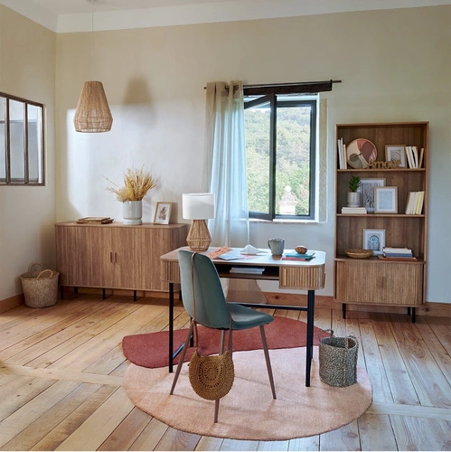 Noční lampička do ložnice Lila Atmosphera moderní boho bílá s látkovým stínidlem 40 cm