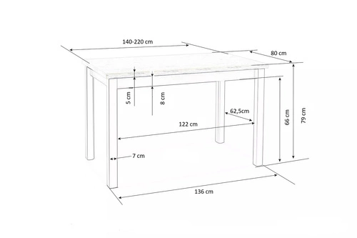 Rozkládací jídelní stůl Tiago 2 Intesi 140-220x80 moderní dub přírodní bílý