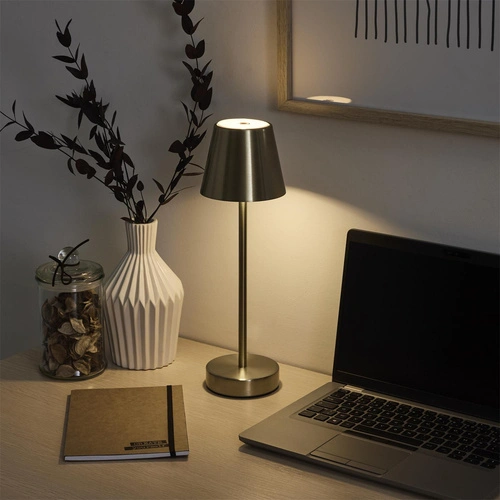 Noční LED lampička Casablanca zlatá dotyková se stmívačem 36 cm