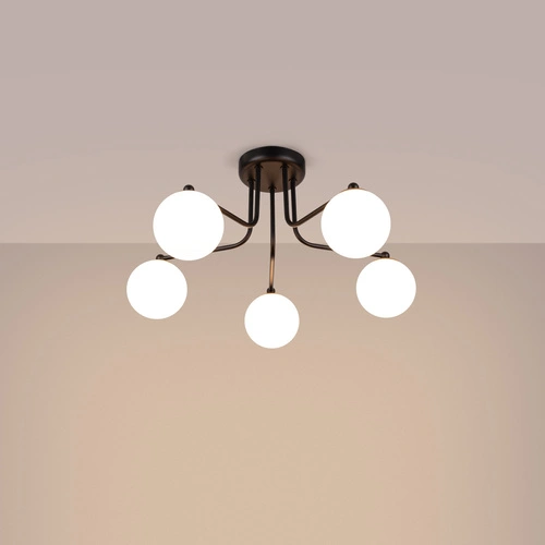 Lustr Astral 5 černý skleněné koule minimalistický do obýváku a jídelny