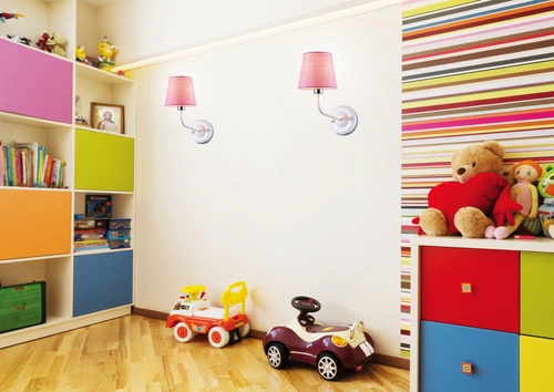 Nástěnné svítidlo glamour York bílá s růžovým stínidlem do ložnice a obýváku Ledea 33 cm